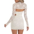 thumbnail image 2 of Lucakuins Conjunto de 2 piezas para mujer, minivestido ahuecado sin tirantes y sin espalda con traje de encaje de hombros, ropa de club Lucakuins  moda, 2 of 5