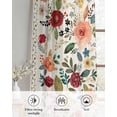 thumbnail image 6 of Watercolor Flowers Sheer Curtains 84 Inch Length 2 Panels Set for Living Room/Bedroom, Rustic Spring Floral Botanical Beige Kitchen Curtains Grommet Semi-Sheer Curtains Window Treatments 42"x84"x2, 6 of 7