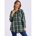 thumbnail image 2 of DARING DIVA Women's Long Sleeve Plaid Button Down Shirt Blouse Top L Green, 2 of 6