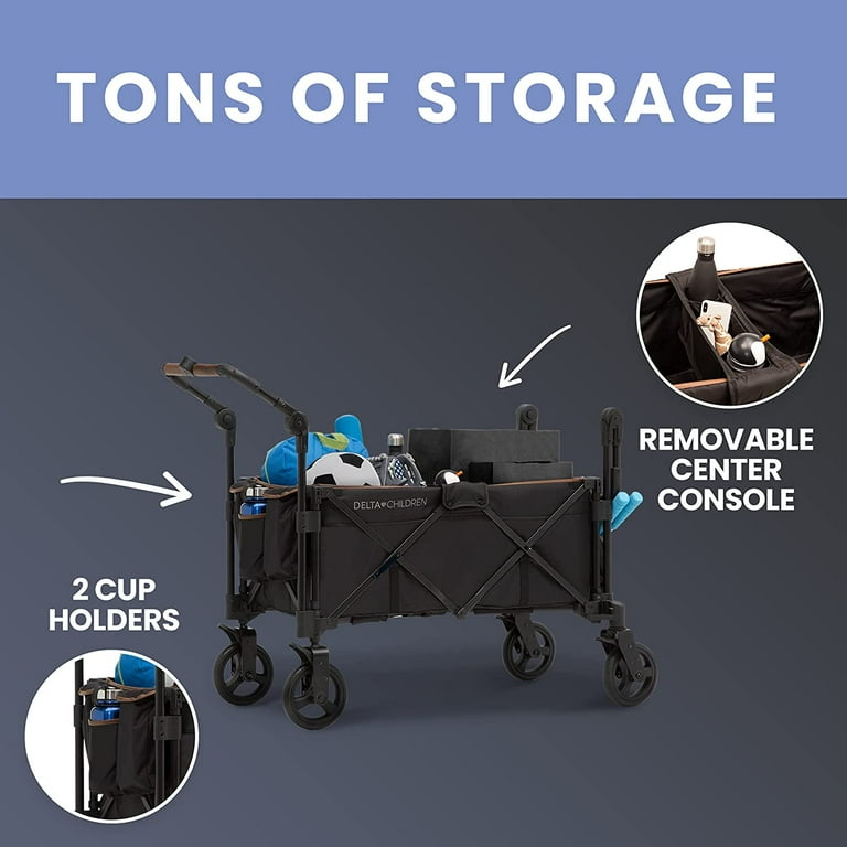 Delta Children Hercules Stroller Wagon for 2 Kids Versatile Stroller Wagon  with Canopy, Push/Pull Handles, Cup Holders and Storage Pockets Compact ...