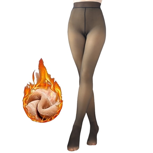 G&Y Medias Forradas de Lana para Mujer -pantalones de Invierno Cálidos Opacos, Negro L-XL