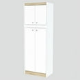 thumbnail image 4 of Inval Galley Kitchen 4-Door Storage Cabinet 24"W, White and Vienes Oak, 4 of 8