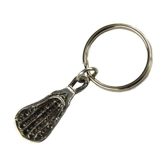 Lacrosse Head Small Keychain, A550KC, 1 1/4 Inches, Sports, Lacrosse, Compact, Athletic, Game, Gift, Metal, Key Fob, Key Ring, Keys, Zipper Pull, Luggage Tag, Pewter, Made in USA