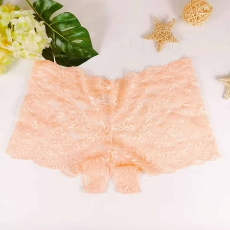 Herrnalise Sexy Women s Underwear Floral Lace Boyshort Panties High Waist Cheeky Panty Underwear for Women Orange-2XL