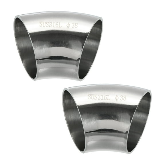 2pcs 45 Degree Mandrel Bend Elbow, 1 1/2 Inch OD Steel Exhaust Elbow Exhaust Piping Connector 316 Stainless Steel