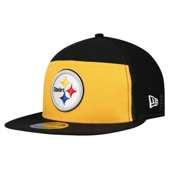 Men's New Era Gold/Black Pittsburgh Steelers Outdoor Split Panel 9FIFTY Snapback Hat