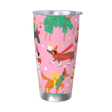 

KLL Different Dogs Christmas Print 40oz Stainless Steel Insulated Car Cup with Spillproof Lid - Keep Your Drink Hot or Cold on the Go-Without Straw