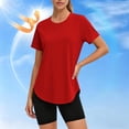 thumbnail image 5 of qelini Sun Protection Tops for Women UPF 50+ Short Sleeve Breathable Shirt Crew Neck Solid Color Rash Guard Fishing Running, 5 of 8