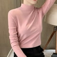 thumbnail image 4 of Arlun,Women's Turtleneck Neck Tshirts Oversized Long Sleeve Slim Fitted T Shirts Casual Soft Comfortable Lightweight Solid Color Basic Tops for Fall Winter 2025 Pink XL, 4 of 9