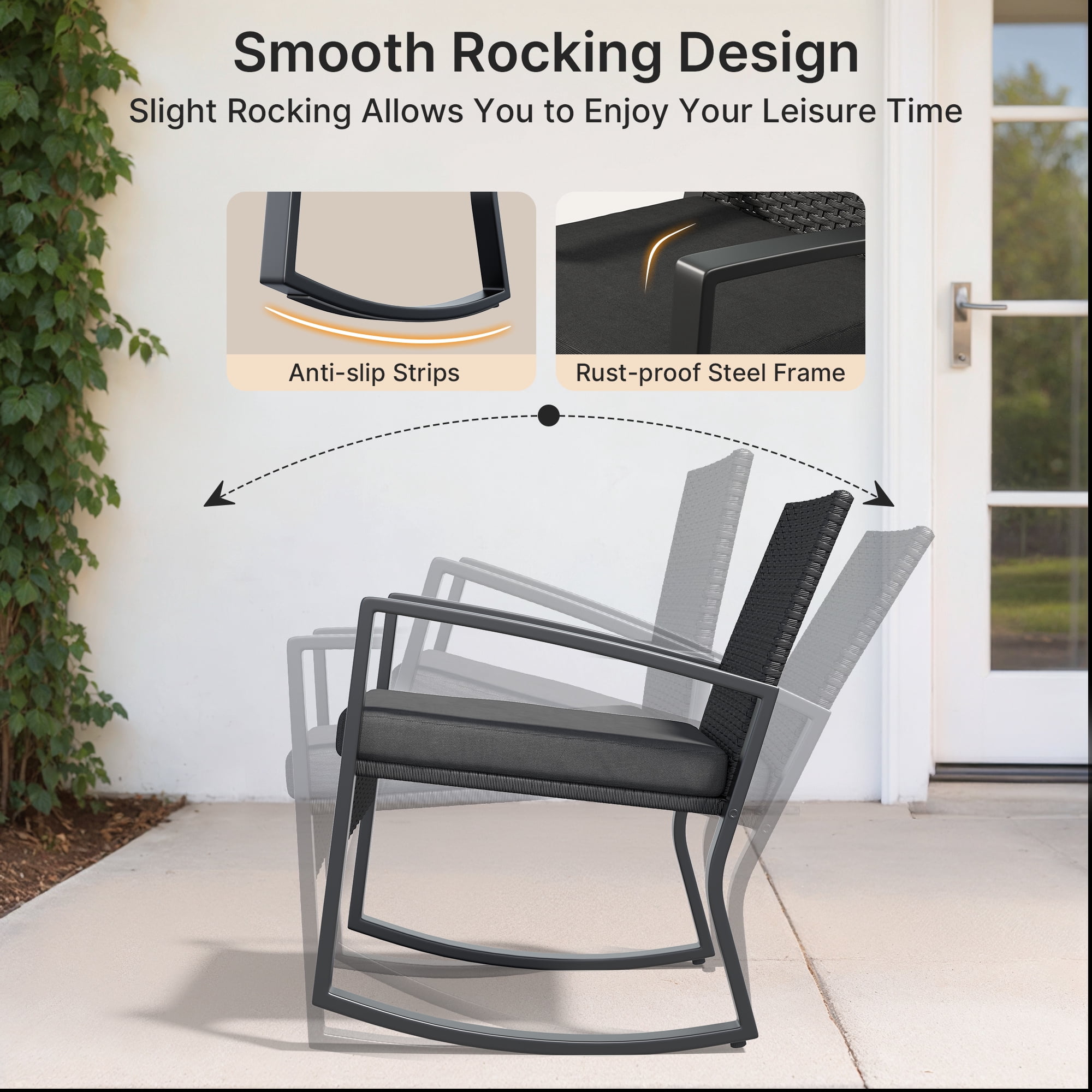 Patio Furniture Set, Lofka 8 Piece Outdoor Wicker Furniture Set with Two Tempered Glass Tables for Conversation/Gathering on Porch/Backyard, Black