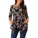 thumbnail image 1 of Túnica floral asimétrica de cuello redondo y manga 3/4 para mujer con bolsillos L negra, 1 of 5