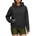 thumbnail image 6 of Bmisegm Womens Hoodies Pullover Drawstring Hood Long Sleeve Front Pocket Earphone Pocket Loose Drop Shoulder Solid Hoodie for Women, 6 of 8