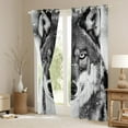 thumbnail image 3 of Wolf Curtains ,Jungle Wild Animal Snowy Window Drapes Bedroom,Photography Style Wildlife Gray White Window Treatment Block 30%-50% Light 2 Panels,42Wx90L, 3 of 6