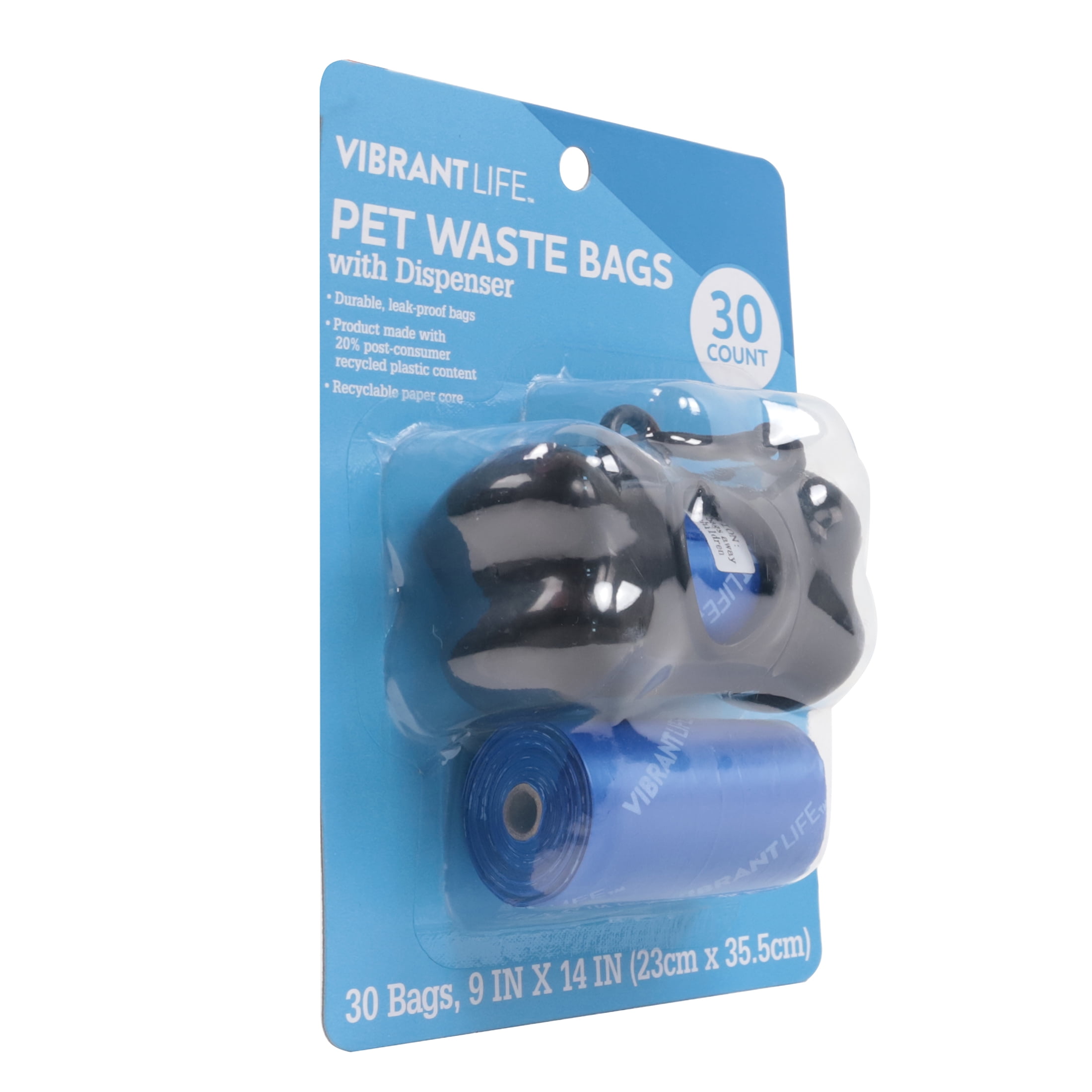 (4 pack) Vibrant Life Dog Poop Bag Dispenser Holder with Blue Pet Waste Bag, 30 Count