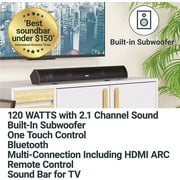 Majority Teton 120W 2.1 Channel Sound Bar with Built-in Subwoofer Powerful Home Theatre Sound | HDMI ARC, Bluetooth, Optical, RCA, USB & AUX Connectivity | Remote Control Included