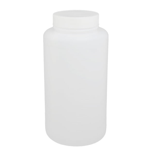 Unique Bargains Bouteille Ronde Graduée en Plastique HDPE 1000ml 55mm Dia Grand Ouverture Blanche