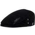 thumbnail image 1 of Gorra plana negra con logotipo bordado unisex de algodón o mezclilla, 1 of 2