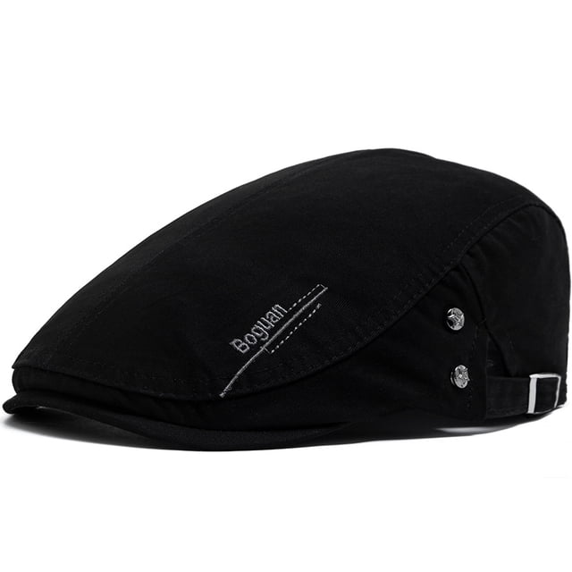 Gorra plana negra con logotipo bordado unisex de algodón o mezclilla