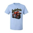 thumbnail image 2 of Wild Bobby, Smokin & Strokin Vintage Red Hot Rod and Motorcyle Cars and Trucks Men's Graphic T-Shirt, Light Blue, X-Large, 2 of 3