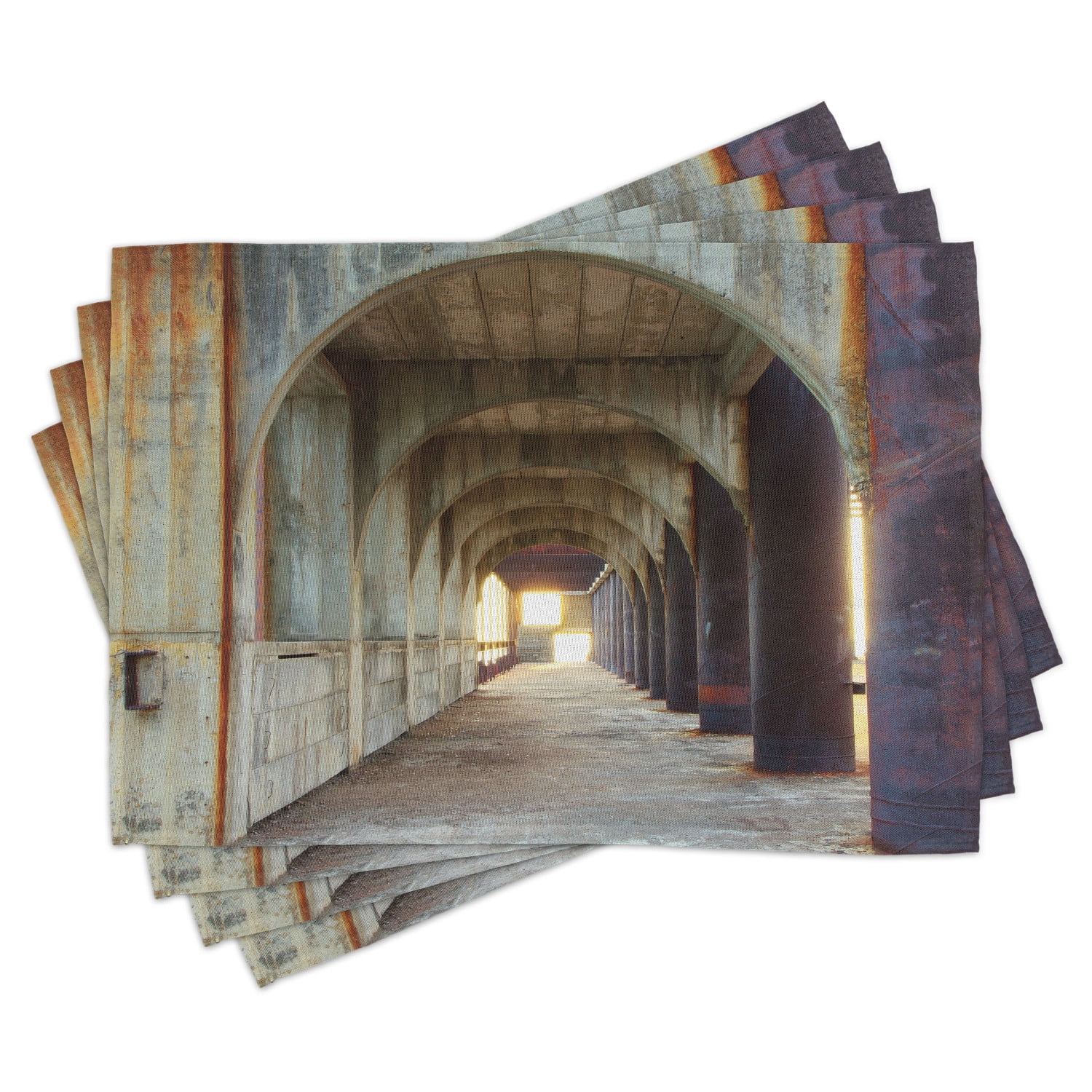 Ambesonne Urban Place Mats Set of 4, Corridor Concrete Rustic, Standard ...