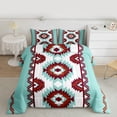 thumbnail image 2 of jejeloiu Boho Aztec Geometric Queen Comforter Set,White Cyan Red Bedding Comforter Set For Men Women Reversible 3-Piece, 2 of 8