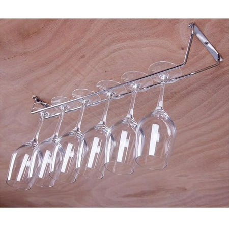 1 Row Stainless Steel Wall Mount Stemware Wine Glass Hanging Rack Holder