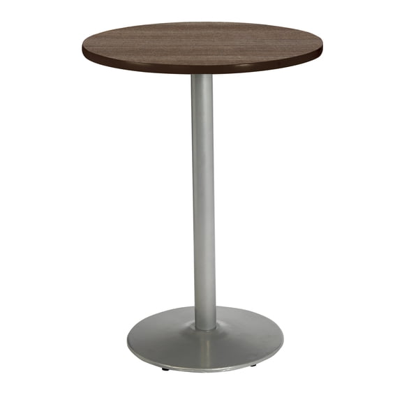 KFI Studios Mode 3' Round Bistro Table, Studio Teak, Silver Base