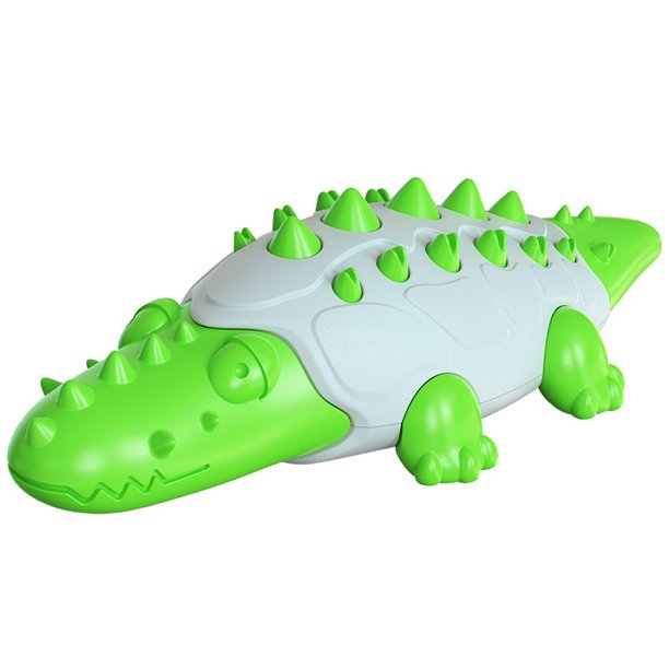 Cepillo de dientes para perros, juguete para masticar, duradero, interactivo, dispensador de golosinas chirriantes, juguetes para masticar agresivos (verde, cocodrilo)