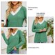 thumbnail image 2 of Camiseta de manga larga con cuello en V para mujer Top tipo túnica de manga larga con cuello en V para mujer Top de otoño con cuello en V con empalme de encaje Top básico de ANGGREK Otros, 2 of 7