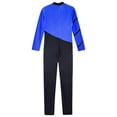 thumbnail image 6 of Sinleey Kids Girls Color-Block Gymnastics Leotard Long Sleeve Dance Jumpsuit Figure Ice Skating Blue 8, 6 of 7