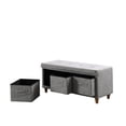 thumbnail image 3 of ORE International 17.5" Appleby Slate Gray Tufted Bench w/ Storage Basket Drawers, 3 of 4