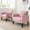 thumbnail image 7 of LAZZO Mid-Century Tufted Fabric Accent Chair, Modern Upholstered Armchair for Living Room Bedroom Office, Pink,2PCS, 7 of 7