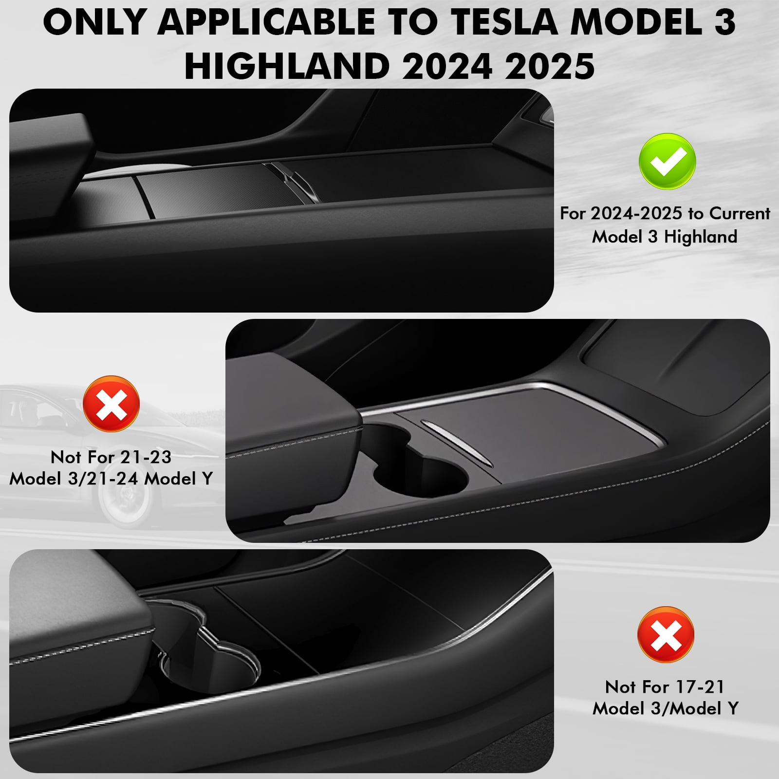 Upgraded Tesla Model 3 Accessories 2025-2024 Highland Center Console Organizer Tray 5PCS for Tesla Model Y Juniper 2025, Hidden Storage Box, Cup Holder & Armrest Drawer Organizer