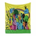 thumbnail image 1 of Indie Soft Flannel Fleece Blanket, Colorful Funny Hand Drawn Crazy Doodle Monsters in Nature Rainbow and Flowers Grungy, Cozy Plush for Indoor and Outdoor Use, 50" x 70", Multicolor, by Ambesonne, 1 of 6