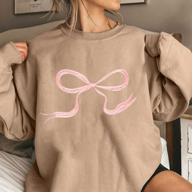 TIMIFIS Chandails pour Femmes, Chandails en Molleton Col Rond pour Femmes, Haut à Manches Longues Imprimé Nœud Décontracté Automne Confort Couleur - Printemps/été