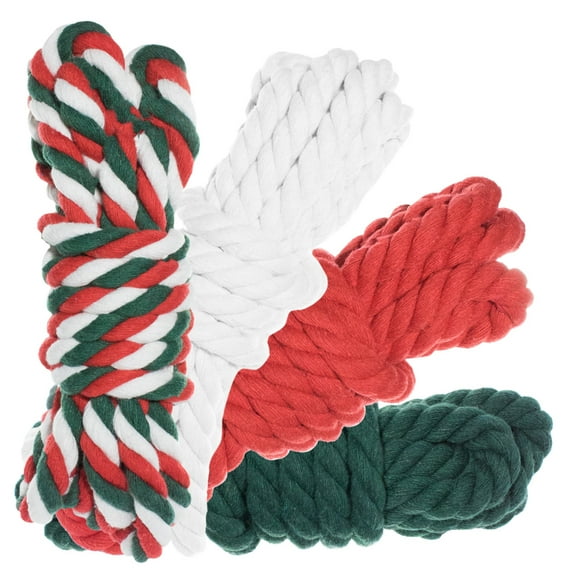 Twisted Natural Cotton Rope 40 and 100 Foot Combo Kits - Super Soft 3 Strand Artisan Crafting Cord - Variety of Colors - 1/4 and 1/2 inch Diameters - Jewelry, Beading, Decoration, Art