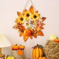 thumbnail image 5 of Btomtd Diameter 30cm Pumpkin Leaf Autumn Wreath Garland Harvest Festival Wall Hanging Indoor Outdoor Halloween Thanksgiving Party Decor, B, 5 of 6