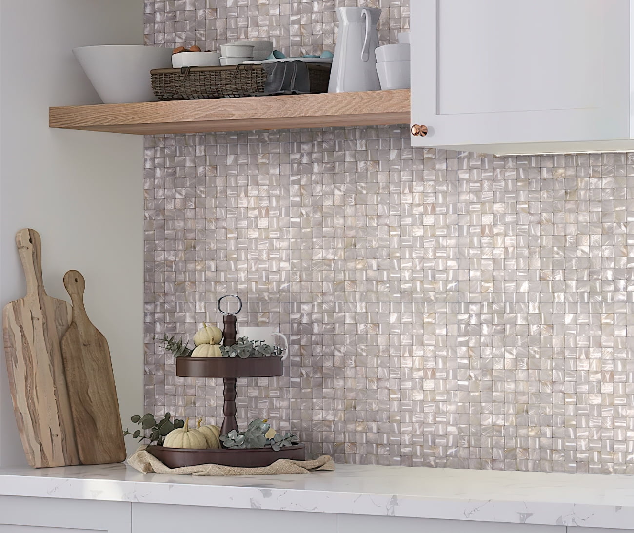 20 pack Shell White 11.8 in. x 11.8 in. Pearl Polished Natural Shell Mosaic Floor and Wall Tile (19.34 sq. ft./Case)