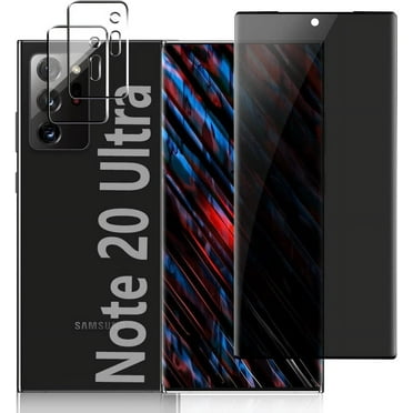 [1 2 Pack] Privacy Screen Protector and Camera Lens Protector for Samsung Galaxy Note 20 Ultra 6.9 Inch Tempered Glass Saver, Full Coverage, 9H Hardness HD Anti-spy, Fingerprint unlock