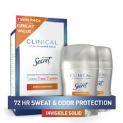 Secret Clinical Invisible Solid Antiperspirant and Deodorant, Stress Response, 1.6 oz (2 Pack)