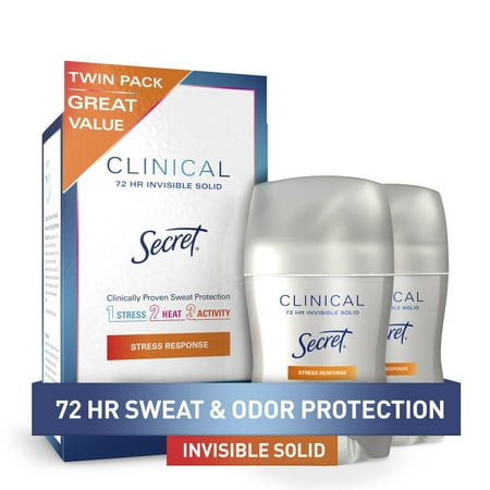 Secret Clinical Invisible Solid Antiperspirant and Deodorant, Stress Response, 1.6 oz (2 Pack)