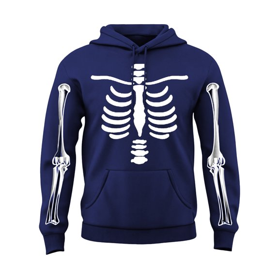 JIAYUE Men Halloween Sweatshirt Skeleton Graphic Print Baggy Pullover Hoodies for Fall Holiday Party Activities