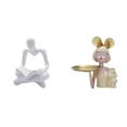 thumbnail image 1 of Juego de figuras de pensador abstracto con estatua de niña, bandeja para guardar llaves, escultura decorativa de resina, adecuada para estante de ofic, 1 of 8