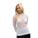 thumbnail image 1 of Camiseta de manga larga transparente para mujer, cuello alto, estampado de corazón, corte ajustado, estilo casual y urbano., 1 of 7