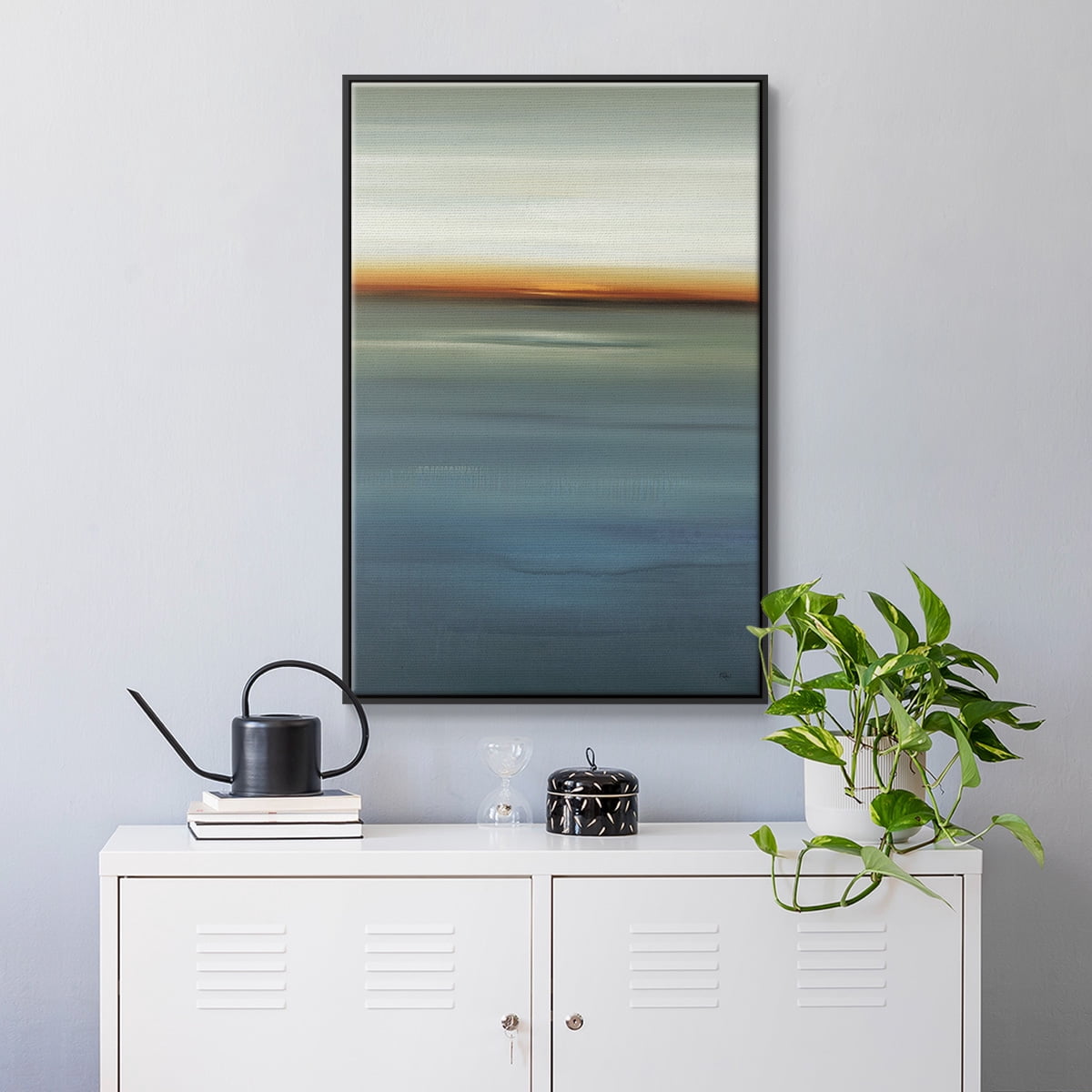 Beside the Blue I Framed Premium Gallery Wrapped Canvas - Ready to Hang - 17 x 25 - Black Floating Frame