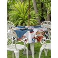 thumbnail image 2 of Outdoor Tablecloth with Umbrella Hole and Zipper, Grey Christmas Round Table Cloth 54 Inch Waterproof Tablecloth, Winter Snowman Poinsettia Pine Tree Ball Picnic Table Cover for Patio Camping, 2 of 7