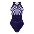 thumbnail image 7 of Generic Women One Piece Swimsuit Keyhole Neck Sexy Sheer Mesh Striped Swimwear Tommy Control Monokini Bathing Suit, 7 of 7