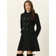 thumbnail image 2 of Abrigo de invierno para mujer Abrigo de guisante con cuello en contraste de terciopelo con botones de un solo pecho Negro XS, 2 of 5