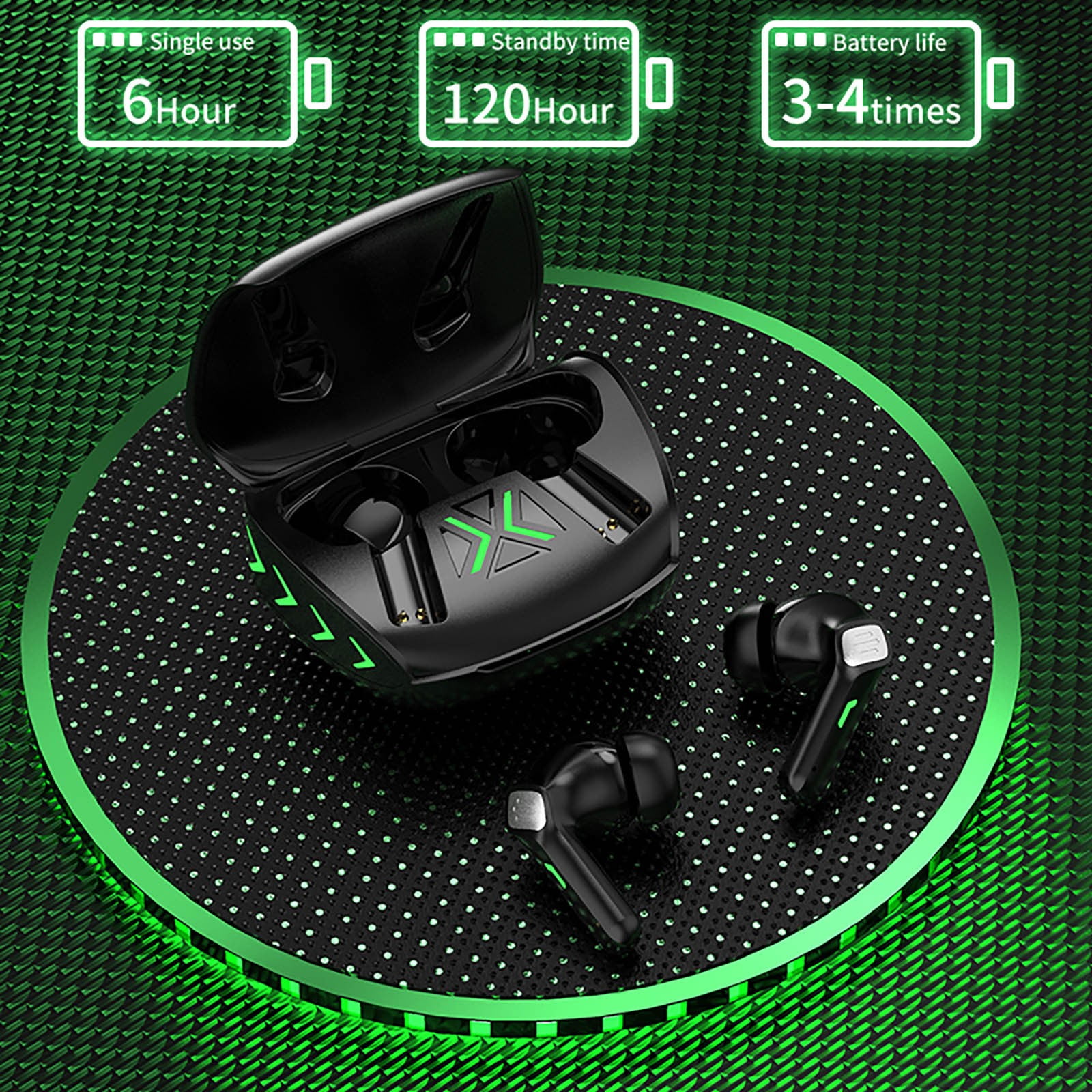 Oggfader Wireless Earbuds Wireless Earbuds Bluetooth Gaming Headphones With Microphone High Sensitivity In Ear Headset With Game/Music Mode Breathing Black