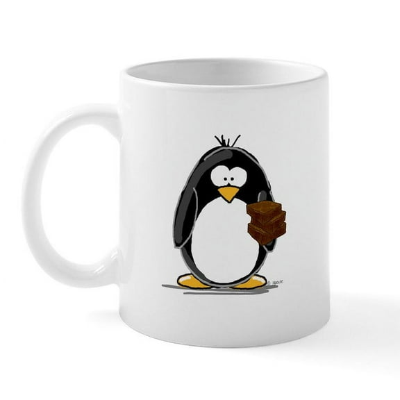 CafePress - Chocolate Brownie Penguin Mug - 11 oz Ceramic Mug - Novelty Coffee Tea Cup
